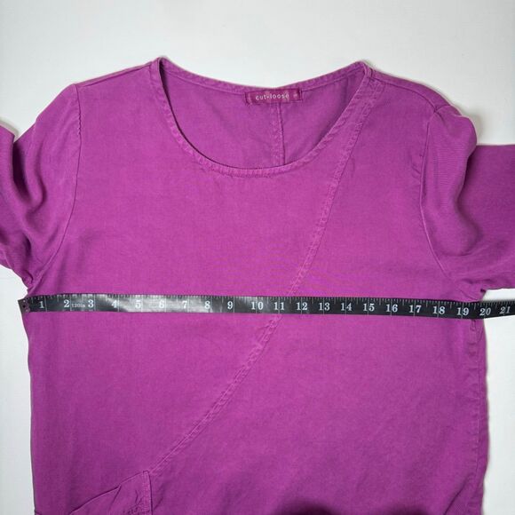 Cut Loose Small Tencel Top Purple Asymmetrical Pocket Lagenlook Made in USA - Picture 7 of 11